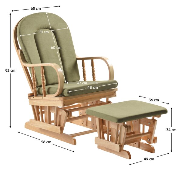 KONDELA Scaun balansoar cu suport pentru picioare, natural/verde, DALBERT
