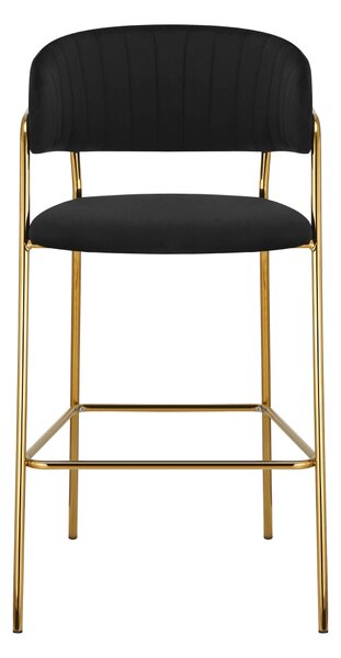KONDELA Scaun de bar de design, material catifea neagră/gold crom auriu, DASMIN TIP 2
