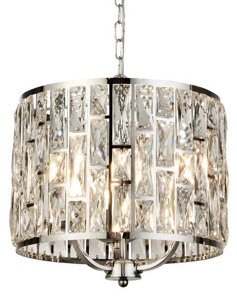 Searchlight Lampă susp. Bijou, abajur cu cristale, Ø 38 cm, reglabil, Transparent, Camera de zi / sufragerie, Cristal