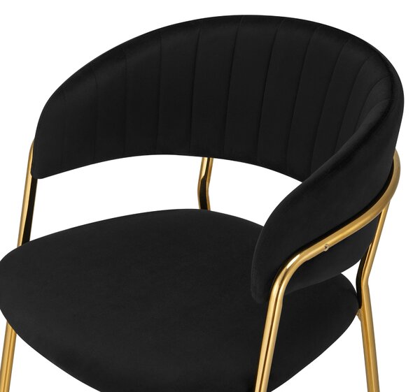 KONDELA Scaun de bar de design, material catifea neagră/gold crom auriu, DASMIN TIP 2