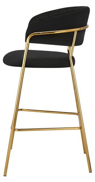 KONDELA Scaun de bar de design, material catifea neagră/gold crom auriu, DASMIN TIP 2