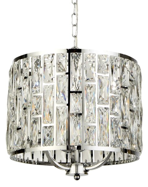 Searchlight Lampă susp. Bijou, abajur cu cristale, Ø 38 cm, reglabil, Transparent, Camera de zi / sufragerie, Cristal