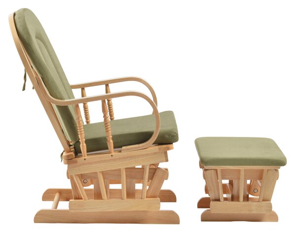 KONDELA Scaun balansoar cu suport pentru picioare, natural/verde, DALBERT
