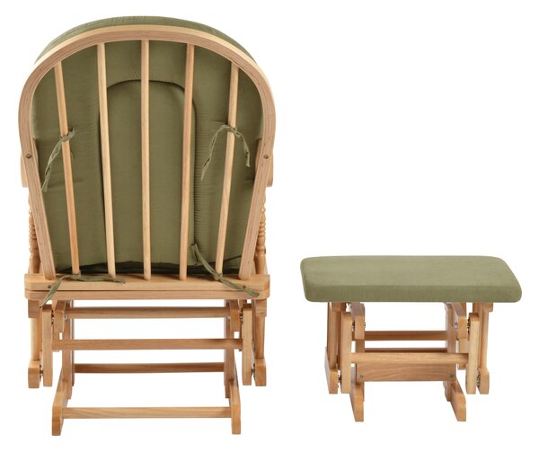 KONDELA Scaun balansoar cu suport pentru picioare, natural/verde, DALBERT