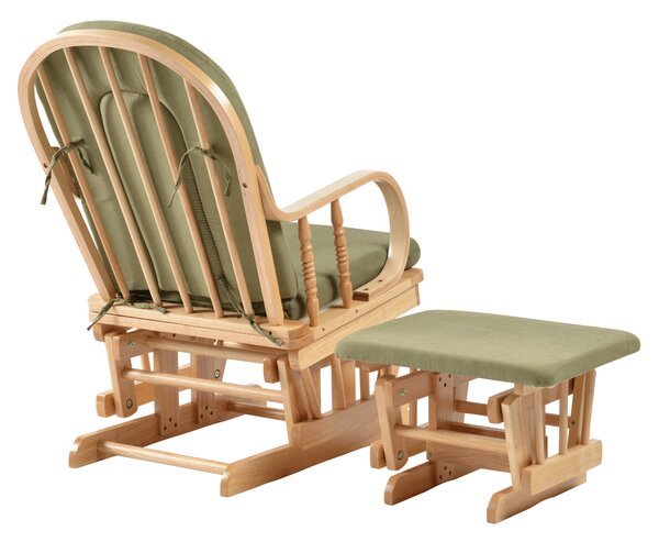 KONDELA Scaun balansoar cu suport pentru picioare, natural/verde, DALBERT