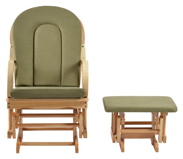 KONDELA Scaun balansoar cu suport pentru picioare, natural/verde, DALBERT