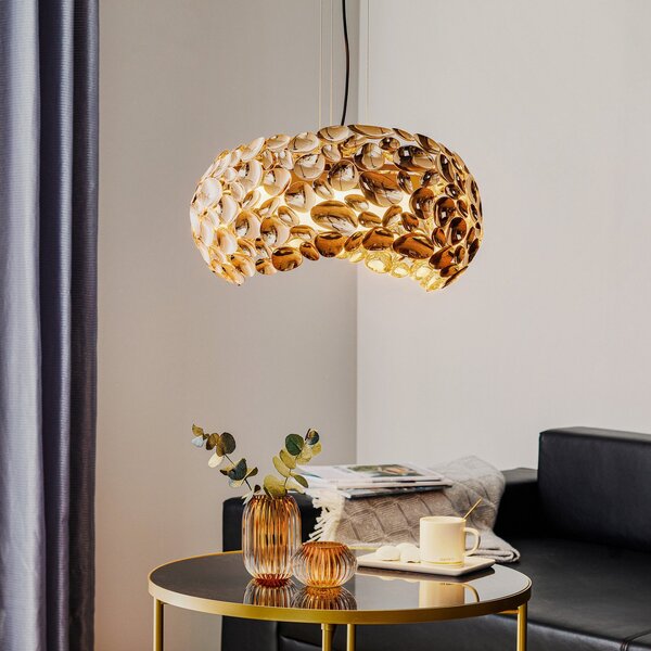Schuller Valencia Narisa LED suspendat Ø 46 cm aur roz/maro, Camera de zi / sufragerie, Metal, Design