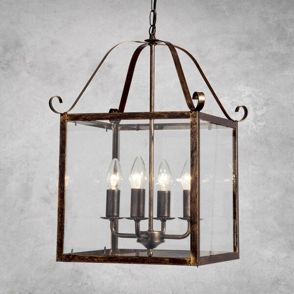 ORION Manto lampă unghiulară, auriu antic, 4 becuri, reglabil, Bronz / Alamă Veche, Camera de zi / sufragerie, Metal, Antichitate, Felinar