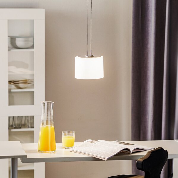 BANKAMP Grazia suspendată ZigBee 1s. 16cm nichel, reglabil, Alb, Camera de zi / sufragerie, Sticlă, Modern