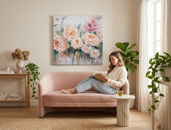 Tablou pictat manual FLORI 1 parte - 100x100 cm - 100×100 cm / Klasický 2 cm
