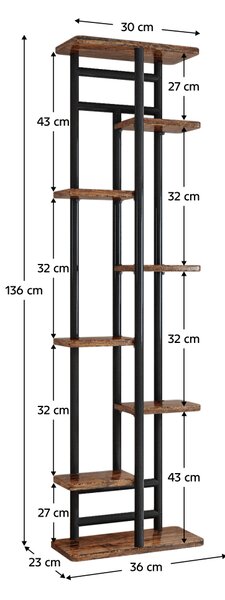 KONDELA Suport de flori, negru/lemn rustic, LEDOR TIP 4