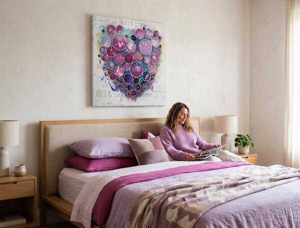 Tablou pictat manual HEART 1 parte - 60x60 cm - 60×60 cm / Clasic 2 cm