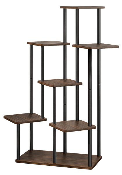 KONDELA Suport de flori din metal, negru/lemn rustic, ADITE TIP 2