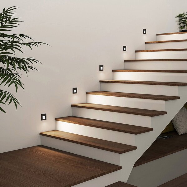 Arcchio LED lampă încastrată Vexi, 7,8 cm x cm, negru, CCT, reglabil, Negru, Hol, Aluminiu, Modern, Luminile încastrate unghiulare
