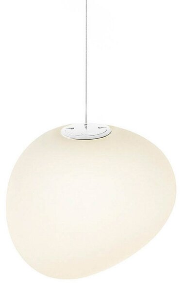 Foscarini Gregg MIDI lampă susp., din sticlă, alb, reglabil, Alb, Camera de zi / sufragerie, Sticlă, Design, glob
