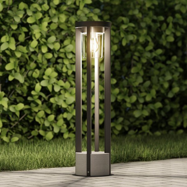 Lucande bornă luminoasă Overa, gri, metal, 68 cm, IP44, E27, reglabil, Gri, Metal, Modern