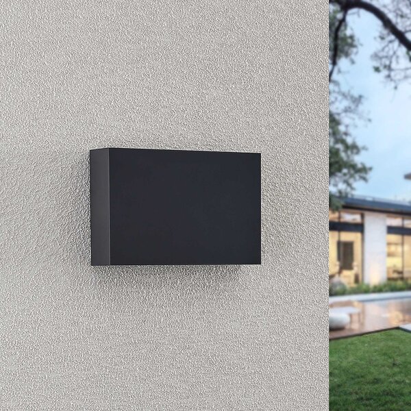 Lindby LED lampă de perete pentru exterior Jarte, set 3, sus/jos, IP65, Negru, Plastic, Modern, Priză de perete sus / jos