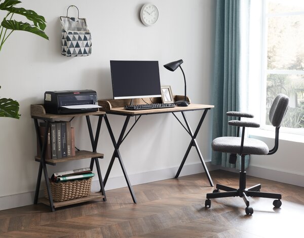 KONDELA Birou pentru PC, stejar/negru, OFIS