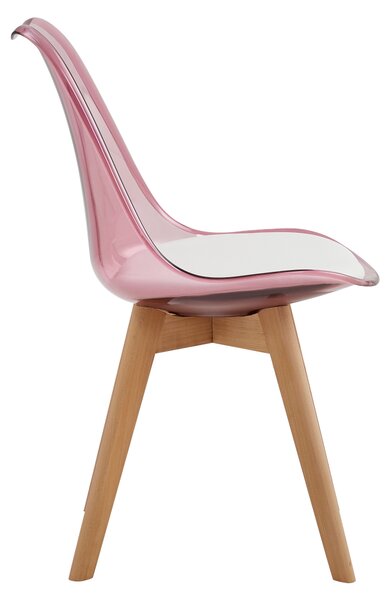 KONDELA Scaun, roz transparent, acrilic/piele ecologică/fag, BALI 2 NEW