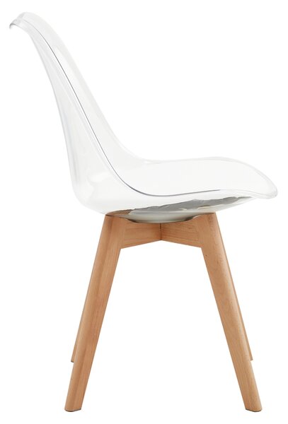 KONDELA Scaun, transparent, acrilat/piele ecologică/fag, BALI 2 NEW