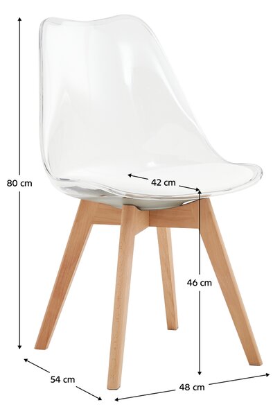KONDELA Scaun, transparent, acrilat/piele ecologică/fag, BALI 2 NEW