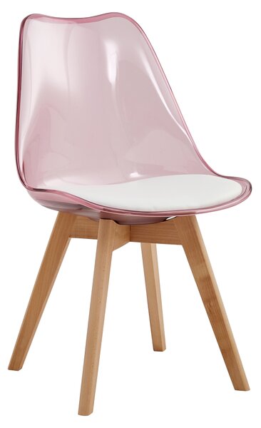 KONDELA Scaun, roz transparent, acrilic/piele ecologică/fag, BALI 2 NEW
