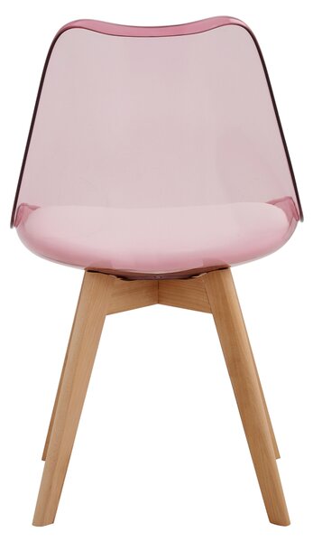 KONDELA Scaun, roz transparent, acrilic/piele ecologică/fag, BALI 2 NEW