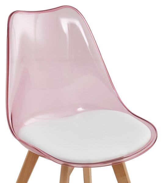 KONDELA Scaun, roz transparent, acrilic/piele ecologică/fag, BALI 2 NEW