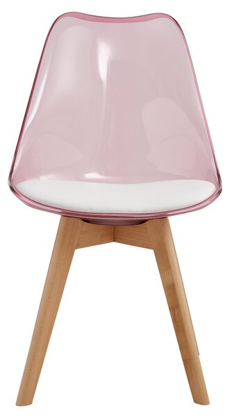 KONDELA Scaun, roz transparent, acrilic/piele ecologică/fag, BALI 2 NEW