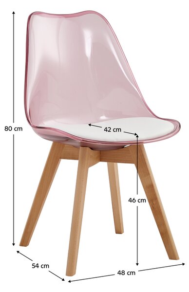KONDELA Scaun, roz transparent, acrilic/piele ecologică/fag, BALI 2 NEW