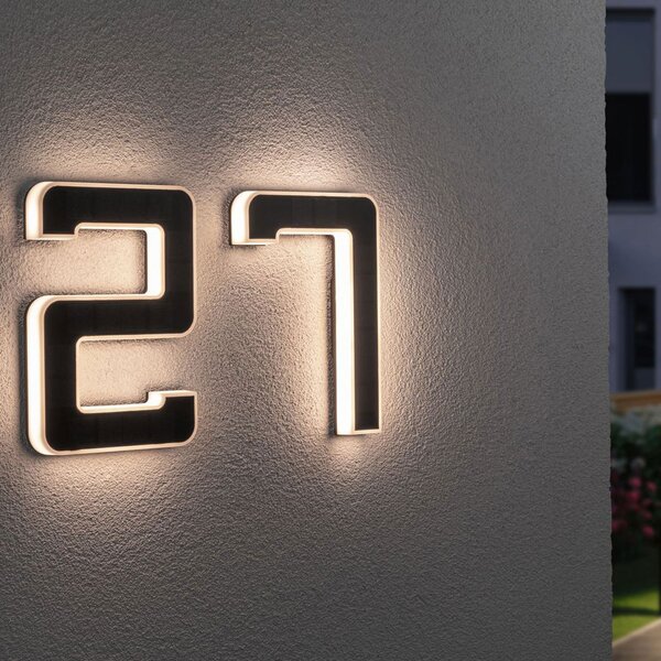 Paulmann număr LED solar de casă 2, Negru, Plastic, Modern