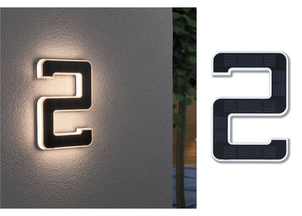 Paulmann număr LED solar de casă 2, Negru, Plastic, Modern