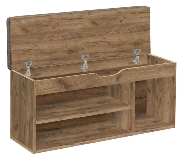 KONDELA Suport pentru pantofi cu bancă, stejar artisan, FUDDY NEW