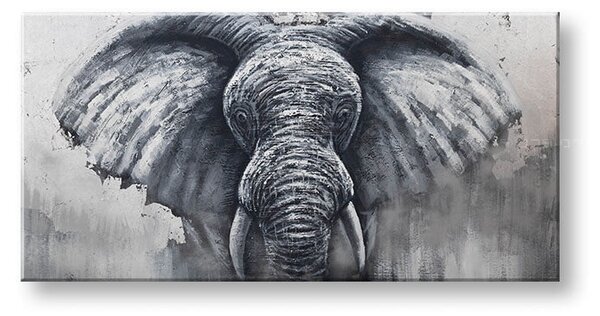 Tablou pictat manual SLON 1 parte - 140x70 cm - 140×70 cm / Klasický 2 cm