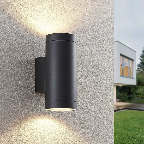 Lămpi de exterior Lucande, Thomke, reglabil, Gri, Balcon, Metal, Modern