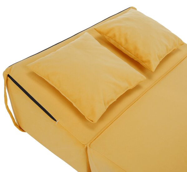 KONDELA Saltea pliabilă/fotoliu extensibil, 2 in 1, galben, PELOS