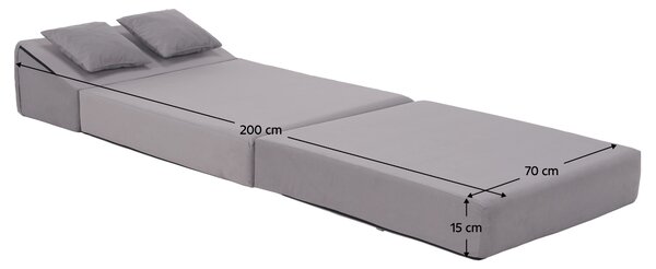 KONDELA Saltea pliabilă/fotoliu extensibil, 2 in 1, gri deschis, PELOS