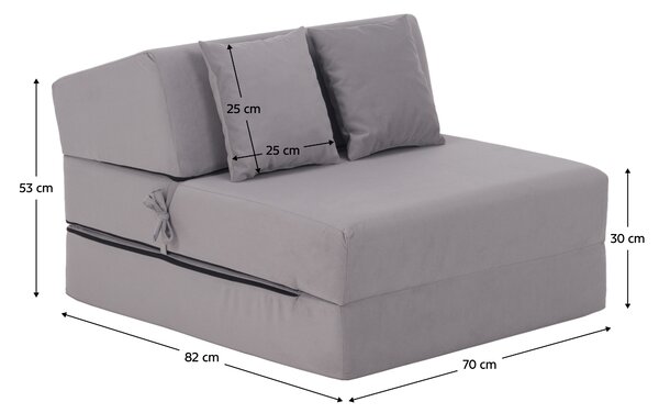 KONDELA Saltea pliabilă/fotoliu extensibil, 2 in 1, gri deschis, PELOS