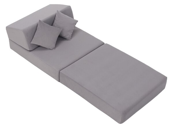 KONDELA Saltea pliabilă/fotoliu extensibil, 2 in 1, gri deschis, PELOS