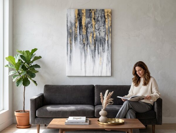 Tablou pictat ABSTRACT 1 parte 60x90 cm - 60×90 cm / Clasic 2 cm