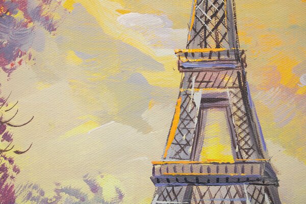Tablou pictat manual WALKING IN PARIS 1 parte 60x90 cm - 60×90 cm / Clasic 2 cm