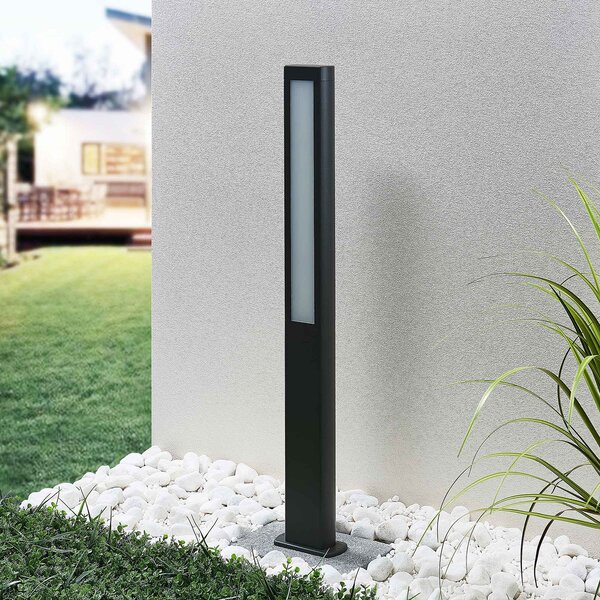 Lucande Bornă luminoasă LED Mhairi, unghiulară, antracit, 100 cm, Negru, Metal, Modern