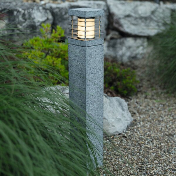Heitronic La Mer - lampă de trotuar din granit veritabil, Gri, Metal, Modern