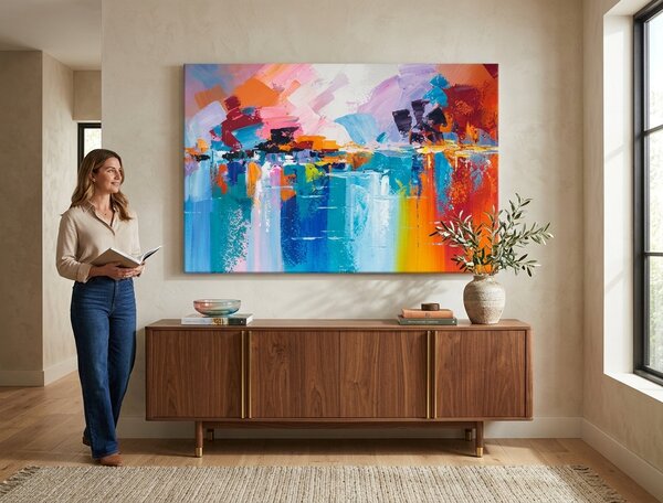 Tablou pictat ABSTRACT 1 parte 90x60 cm - 90×60 cm / Clasic 2 cm