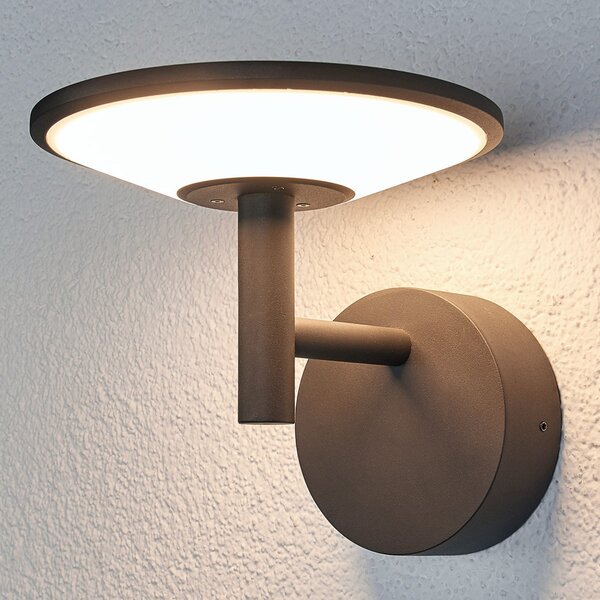 Lucande LED lampă de perete pentru exterior Fenia, antracit, aluminiu, IP65, Negru, Aluminiu, Modern