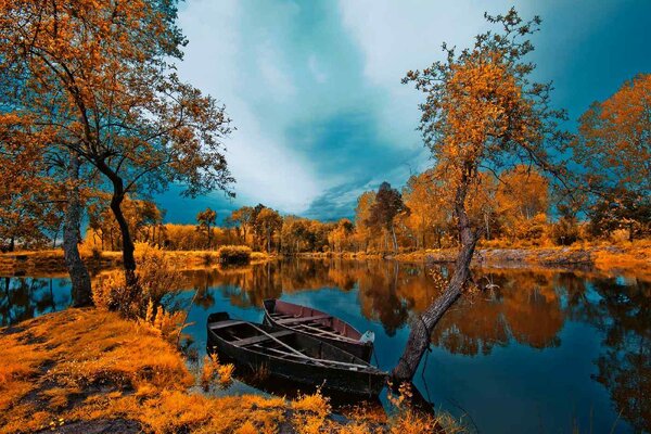 Fototapetă vlies râu în toamnă 375 x 250 cm