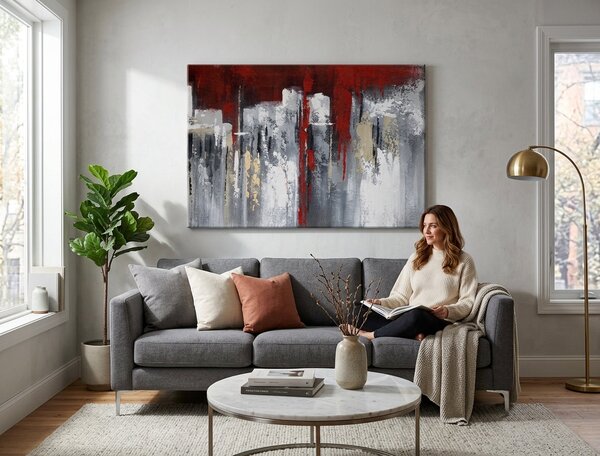 Tablou pictat ABSTRACT 1 parte 90x60 cm - 90×60 cm / Clasic 2 cm