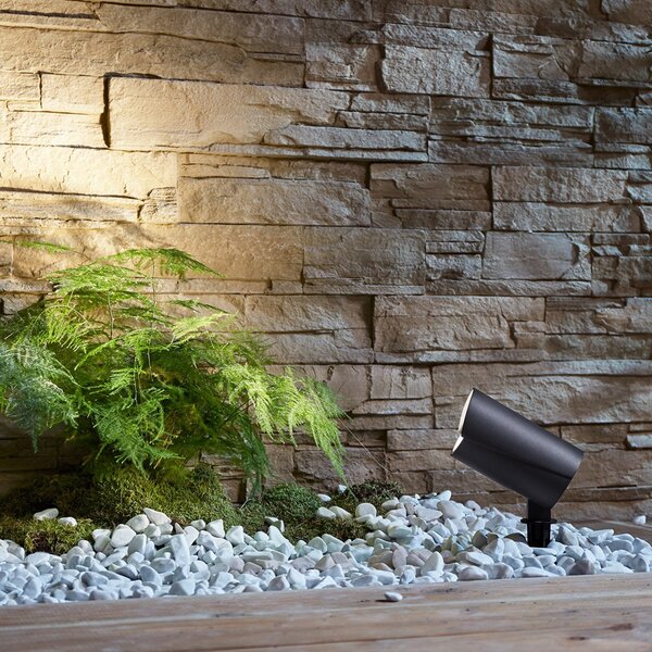 Lucande LED spot de exterior Anton, țepușă sol, antracit, metal, Gri, Metal, Modern