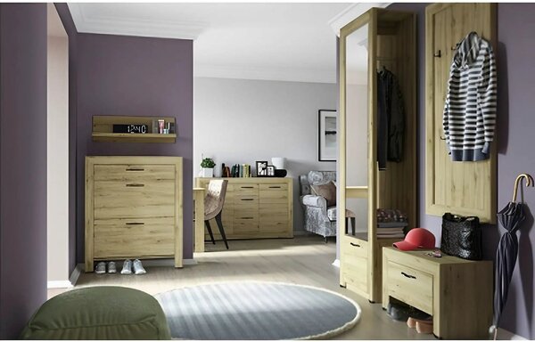Pantofar SAPORI, stejar navarra, PAL laminat, 93x29x112 cm