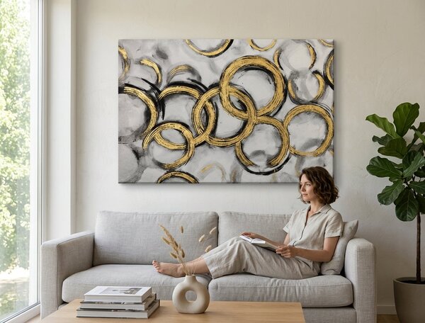 Tablou pictat ABSTRACT 1 parte 90x60 cm - 90×60 cm / Klasický 2 cm